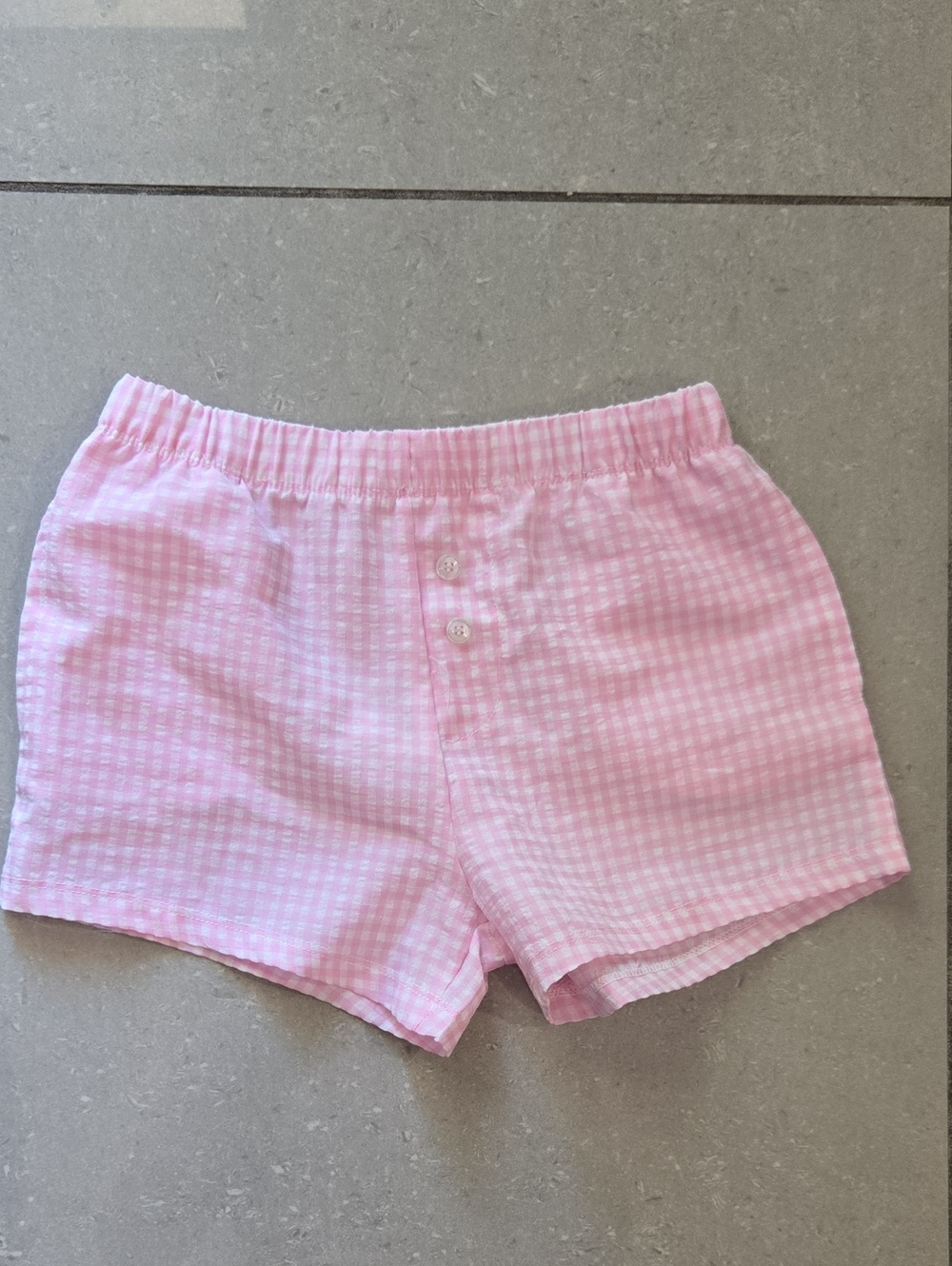 Pink Gingham Cotton Sleep Shorts